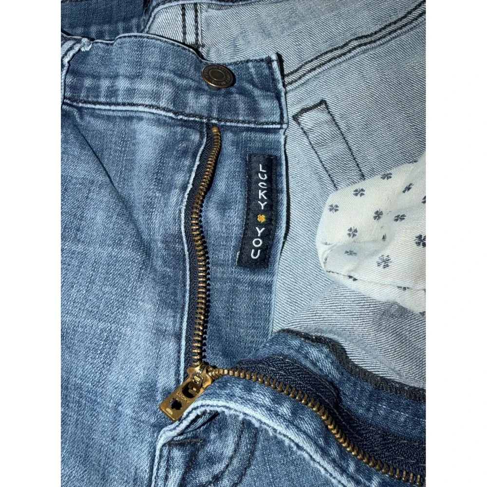 Lucky Brand 121 Slim Jeans Mens 36x34 Blue Medium Wash Denim Distressed